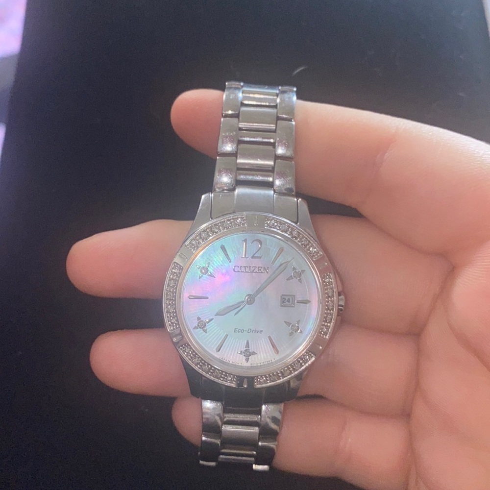 Mother of pearl citizens watch from Dolan jewelers